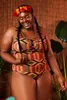 Afrika mayo Retro Artı boyutu Mayo altın halter tek parça mayo kadın büyük boy mayo kırpılmış feminino monokini biquinis