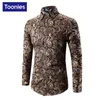 Wholesale- New Design Autumn Men's Shirt Long Sleeve Dress Shirts Casula Flower Chemise Homme Single Breastged Camisa Social Brand Clothing