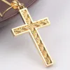 Da uomo / donna Solid 24K oro giallo riempito GF No Stone Cross Pendant Crucifix Collana a catena gioielli 6G