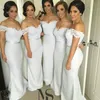 2017 Summer Cheap Off the Shoulder Bridesmaid Dresses Style Covered Button Floor Length Lace Mermaid Bridesmaid Gowns