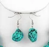 Long 48"inch Natural turquoise irregular Beads jewelry Necklace earrings