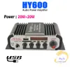 HY600 Mini Amplificador Amplificador de Carro 20W + 20W FM Audio Mic Speaker MP3 Amplificador Estéreo para Motorcycle Car Home Uso