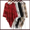 Sexy Womens Irregular Tassel Poncho Off Shoulder Cape Shawls Wrap Vneck Hallow Lattice Batwing Knitted Sweater3332791