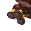 Malezyjski Dziewiczy Human Hair Body Wave Chocolate Brown Human Hair Weft Medium Brown # 4 Falisty Włosy Przedłużanie 3 sztuk dla kobiety