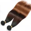 Peruwiański proste włosy ludzkie Remy Włosy Uwagi Ombre 3 tony 1B / 4/30 Kolor Double Wefts 100g / PC mogą być farbowane bielone
