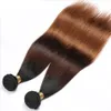 Peruvian Straight Human Hair Remy Hair Weaves Ombre 3 Tones 1B/4/30 Color Double Wefts 100g/pc Can Be Dyed Bleached