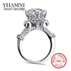 Yhamni Original 100% Pure 925 Sterling Silver Pierścień z 1 Carat Sona CZ Diamentowy Kwiat Ring Oryginalny Design Biżuteria XJ2902