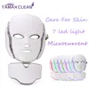 LM001 MOQ 1 pc 7 LED lights Photon Therapy Beauty PDT Machine Skin Rejuvenation LED Facial Neck Mask With Microcurrent For skin whitening