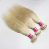 Teje 7A Color rubio 613 Paquetes de cabello virgen brasileño recto Oferta Extensiones de cabello humano rubio platino Tejido Onda corporal # 613 Onda profunda