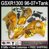 8gift brilho dourado Para SUZUKI Hayabusa GSXR1300 96 97 98 99 00 01 13MY68 GSXR 1300 GSX-R1300 GSX R1300 02 03 04 05 06 07 ouro preto Carenagem