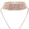 idealway Brand Charming Gold Silver Plated Inlay Flat Chain Clear Full Rhinestone Wide Collar Choker Necklace