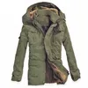 Partihandel - Vinterjacka Män Casual Tjock Velvet Warm Jackor Parkas Hombre Mens Bomull Windbreaker Army Hooded Long Trench Coat