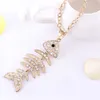 Crystal Rhinestone Fishbone Hanger Ketting Voor Vrouwen Dame Mode Trui Ketting Lange Ketting Goud Verzilverd Sieraden Groothandel Prijs