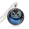 Collier Hibou Blanc Bijoux Oeil Vert Verre Cabochon Temps Gem Pendentif Oiseau Photo Pull Collier Femmes Hommes Bijoux De Mode