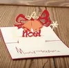 Laser gesneden Papier Uitnodigingen Handgemaakte Happy Christmas Greeting Cards 3D Kerstmis klokken Briefkaart Feestelijke feestartikelen