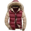 Großhandel - Hochwertige Daunenjacke für Herren, Rot, Khaki, warmer Umlegekragen, fester Slim-Fit-Parka, Wintermantel mit Kapuze, lässige Daunenjacke für Herren