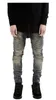 Men's Jeans Wholesale- Clothing Designer Pants Blue Destroyed Mens Slim Denim Straight Biker Skinny Ripped 28-38