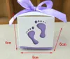 Romantik lazer kesim bebek arabası arabası düğün iyilik şeker sargısı kutuları ayak izleri bebek duş parti hediye çantası paketleme şerit ipi