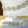 Vit Bridal Sash Bröllop Prinsessan Rhinestone Belt Girl Flower Bridesmaid Dress Accessories Organza Ribbon