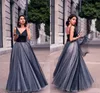 Nice Formal Black Tulle Evening Dresses Satin Spaghetti Straps V Neck Vintage Long Cut Out Prom Party Dresses Custom Made Women Gowns