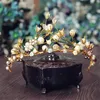 Cała ślub ślubna korona Tiara Rhinestone Headpiece Crystal Headband Gold Pearl Princess Queen Hair Crown Heakdress 1525920