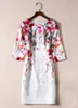 Floral Flower Print Dames Schede Jurk Ronde hals Half Mouw Casual Desses 09k571