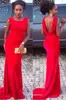 New Arrival Red Cowl Back Prom Dress Sexy Mermaid Long Backless Women Wear Party Gown Custom Made Plus Size