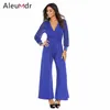 Wholesale- Aleumdr 섹시한 바지 정장 검은 색 수갑 커프스 바지 레이스 jumpsuit 메쉬 긴 소매 rompers womens playsuit lc6650 femme