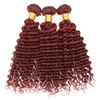 Bourgogne Cheveux Brésiliens Armure 3 Bundles # 99j Vin Rouge Profonde Vague Bouclée Extensions de Cheveux Humains 3 Pcs Lot Aucun Enchevêtrement Aucun Hangar Livraison Gratuite