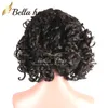 Bella Hair Roll Perruque de cheveux humains bouclés avec raie latérale et dentelle frontale sans colle, pré-épilée, prête à l'emploi, perruque courte ondulée pour femme, objectif de cheveux incroyable densité de 200 %