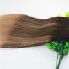 8A 7ピース120グラムクリップの人間の髪の伸びのバラaigeダークブラウンのハイライトブラジルのヒトレミーヘアバージン