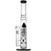 high quality 16 inches Black solid base hookahs Glass Bongs with slits rocket perc tube Water Pipe with 18 mm joint
