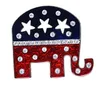 Grand Old Party GOP Symbol Patriotic Elephant Brooch Pin