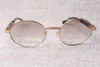 High-End-Sonnenbrille mit runden Diamanten 7550178, natürlich, Schwarz-Weiß-Winkel, rechtwinklige Sonnenbrille für Herren, Damenbrillengröße: 57–22–135 mm