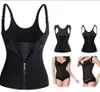 Kvinnor Zipper Body Shaper Vest Slim Justerbar Axelband Midja Training Cincher Shirt Coret Shapewe