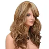 WoodFestival ブロンド亜麻ブラウンかつら女性ロング波状繊維合成かつら耐熱ロリータ髪オンブルカーリー