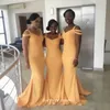 Elegant Cheap Yellow Mermaid Bridesmaid Dress V-neck South African Maid of Honor Dress Wedding Guest Gown Custom Made Plus Size