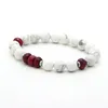 Unisex Couples Jewelry Whole 10pcs lot 8mm White Howlite Marble & Fire Agate Stone Distance Lovers Lucky Bracelets302O