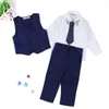 Ślub baby boy kostium strój dzieciak odzież zestaw koszula spodnie kamizelki krawat 4-częściowy strój chłopcy formalne ubrania cekin kropki smokingy
