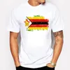 2017 Nowy Mężczyzna Moda Zimbabwe Flag Nostalgiczny Styl Z Krótkim Rękawem Biała Koszulka Mężczyźni Casual T Shirt O Neck Summer Cotton Tee Duży rozmiar 2xl