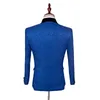 Nowy Styl Classic Royal Blue Groom Tuxedos Szal Kapel Groom Tuxedos Men Garnitury Ślub Best Man Blazer (Kurtka + Spodnie + Kamizelka + Kamizelka