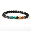 Nouveau design 7 chakra pierre de guérison yoga méditation bracelet 6mm facettes pierre d'onyx noir avec bracelets de sédiments de mer impériale pour G223T