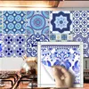 10 unids / set clásico azul blanco cocina a prueba de aceite azulejo de cerámica pegatinas decoración del hogar calcomanía arte accesorios decoraciones suministros artículos