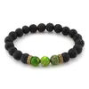 Pietra naturale Bracciali di roccia lavica Diffusore di oli essenziali Yoga Perline Bracciale elasticizzato Stringhe a mano Bracciale Gioielli di moda Kimter-B362S FZ