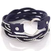 Bracelet en cuir Double corde tressée avec cristal et breloque en forme de cœur, ajustable, bijoux à la mode pour femmes