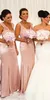 홍당무 핑크 레이스와 새틴 신부 들러리 드레스 V 넥 뒤로 덮여 버튼 민소매 가운 웨딩 게스트 정식 파티 드레스