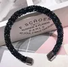 한국어 커프스 간단한 반짝이 전체 다이아몬드 크리스탈 팔찌 팔찌 여성 패션 쥬얼리 믹스 색상