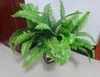 Soie ARTIFICIEL BOSTON FERN BUSH BUNDLE Fleurs décoratives 14 FEUILLES ARRANGEMENT DE PLANTES Home Green Wall Decor