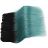 Ombre Brasilianisches Reines Haar 3 Stücke Menschliches Haar Ombre Extensions 1B Türkis Grüne Haarwebart Zwei Ton Körperwelle Bundles 300G