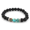 Pietra naturale Bracciali di roccia lavica Diffusore di oli essenziali Yoga Perline Bracciale elasticizzato Stringhe a mano Bracciale Gioielli di moda Kimter-B362S FZ